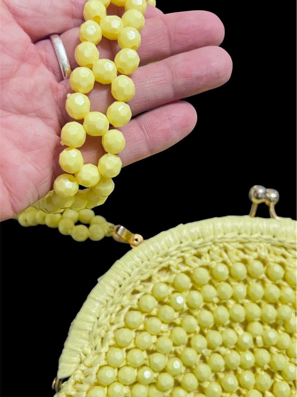 Italian handmade Walborg Yellow Beaded Round Crossbody Bag